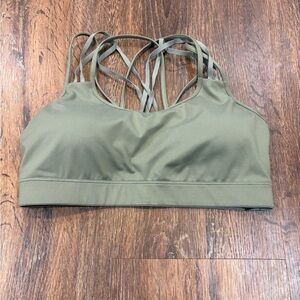 Olive Green Strappy Sports Bra